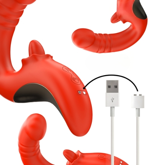 Vibrator roșu cu limbă în mișcare