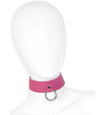 Choker din piele roz cu suport pentru lanyard