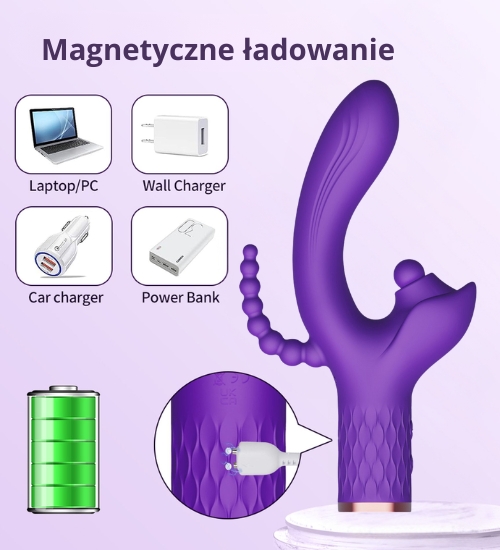 Vibrator de satisfacție triplu violet