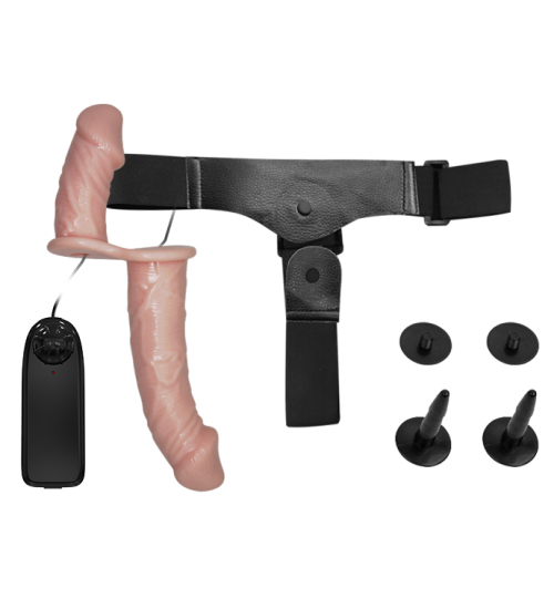 Penis dublu cu curea și vibrații