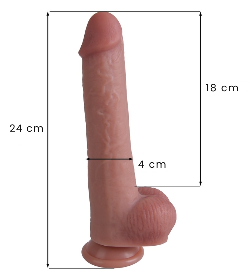 Dildo flexibil din silicon de 24 cm cu ventuză