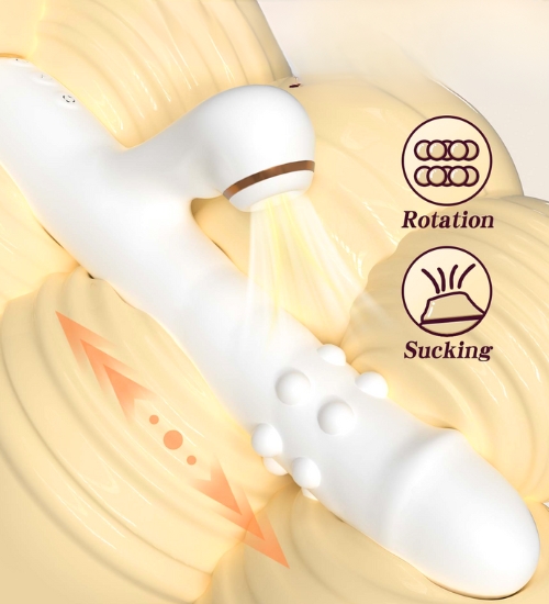 Vibrator alb cu rotație și limbă