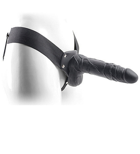 Proteză de penis neagră cu testicule - Real Rapture - 20.5cm
