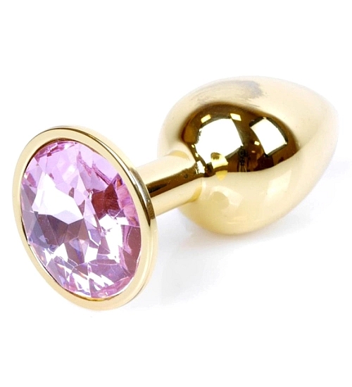 Plug anal auriu cu cristal roz