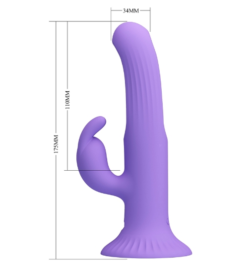 Vibrator multifuncțional violet cu ventuză