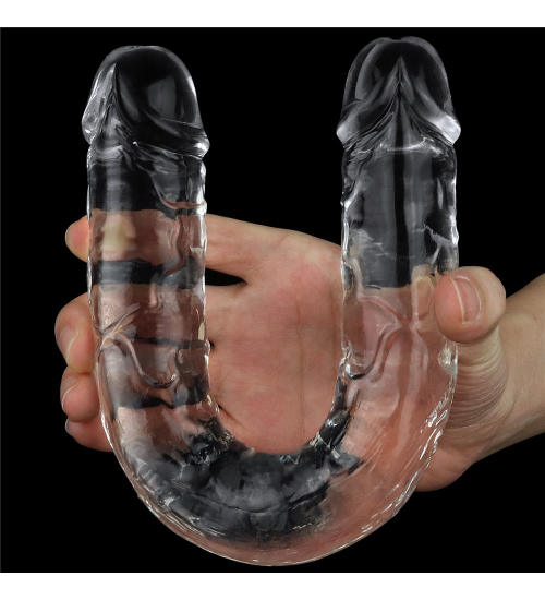 Dildo dublu transparent