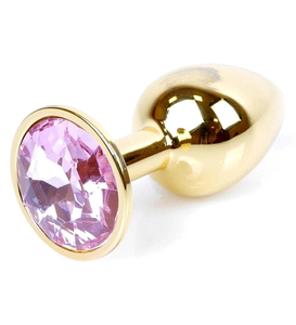 Plug anal auriu cu cristal roz
