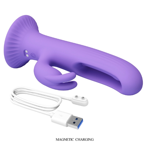 Vibrator multifuncțional violet cu ventuză