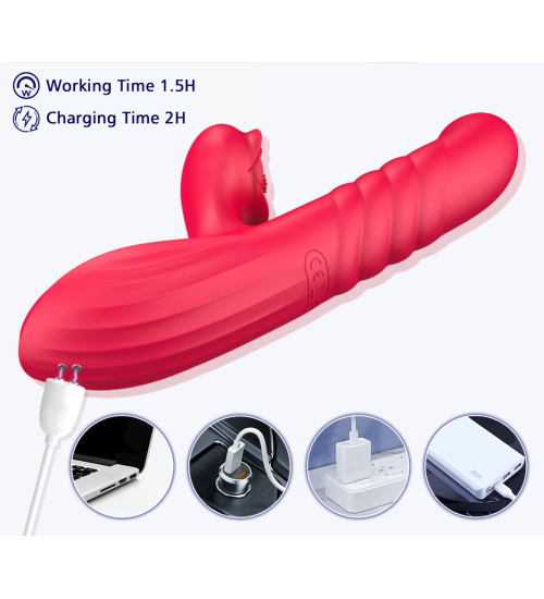 Vibrator roz pentru stimularea punctului G și a clitorisului