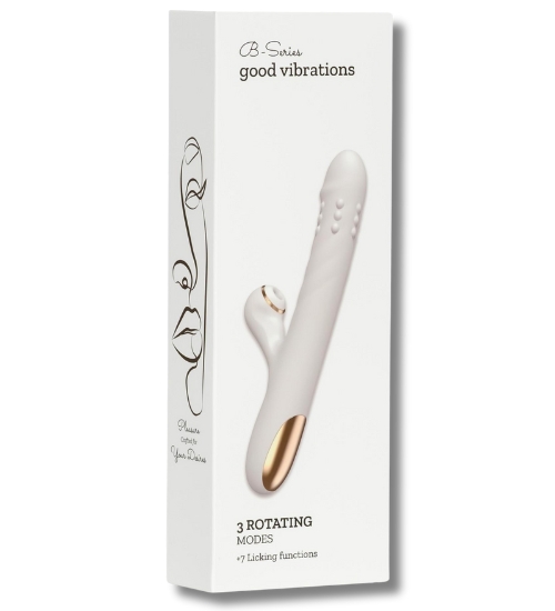 Vibrator alb cu rotație și limbă