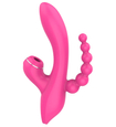 Vibrator multifuncțional roz cu margele anale