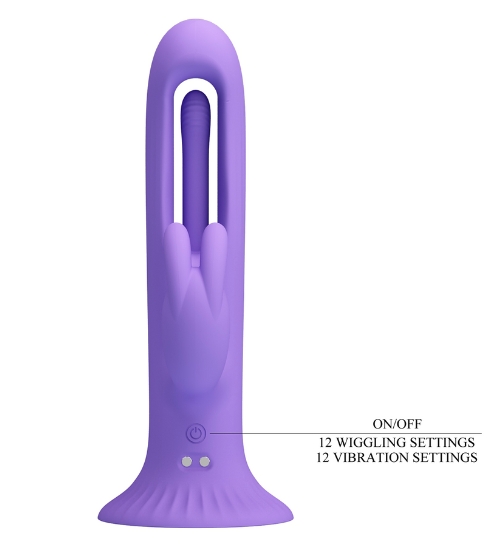 Vibrator multifuncțional violet cu ventuză