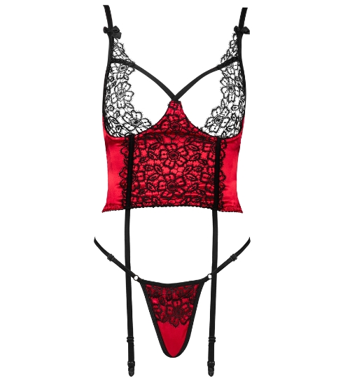 Corset Olena roșu cu flori brodate