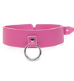 Choker din piele roz cu suport pentru lanyard