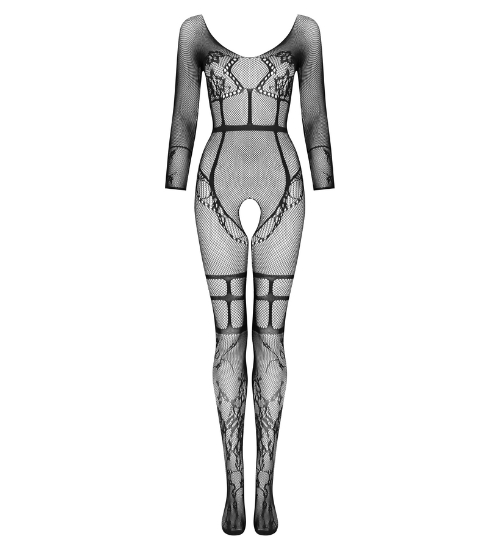Bodystocking negru cu mânecă lungă