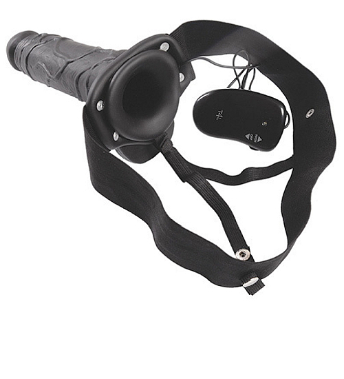 Proteză de penis neagră cu vibrații - Real Rapture - 16.8cm
