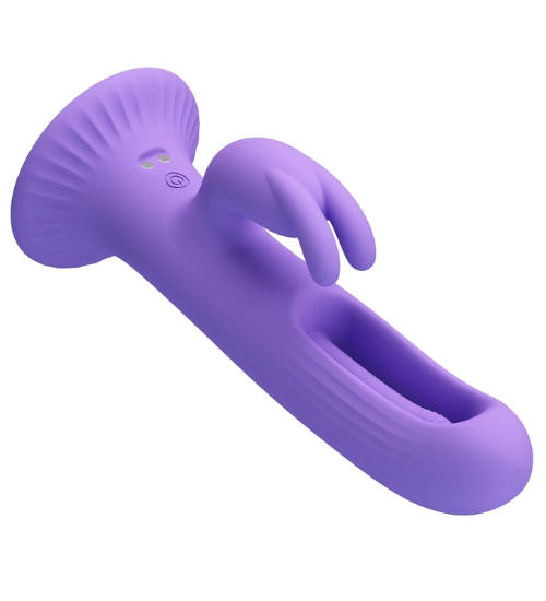Vibrator multifuncțional violet cu ventuză