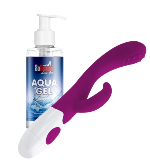 Deep Fantasy Vibrator + Aqua Gel - gel de alunecare 150 ml