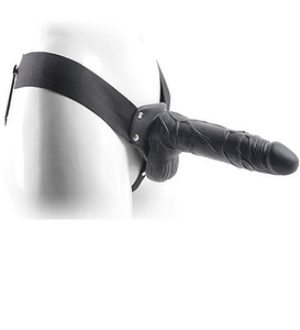 Proteză de penis neagră cu vibrații - Real Rapture - 16.8cm