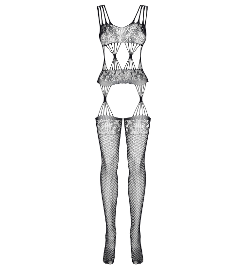 Bodystocking negru cu pânze de păianjen