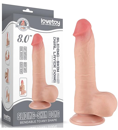 Dildo cu testicule și piele alunecoasă