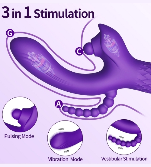 Vibrator de satisfacție triplu violet