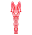 Bodystocking roșu cu mânecă lungă