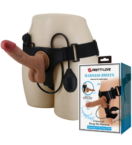 Dildo realist cu funcție de vibrație și ejaculare + curea