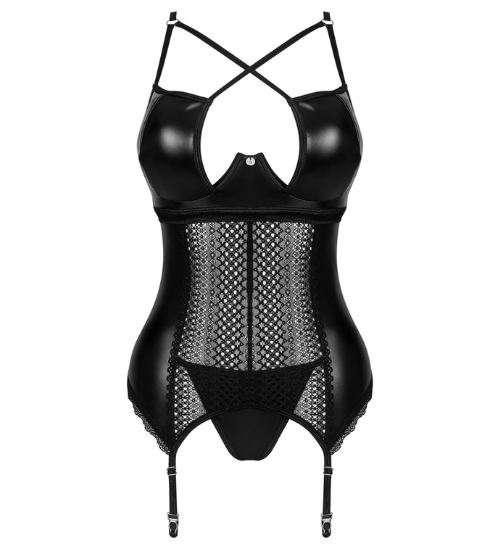 Corset negru îndrăzneț cu osatură