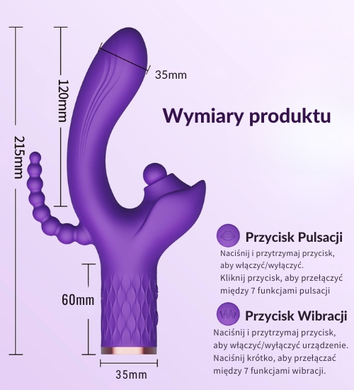 Vibrator de satisfacție triplu violet