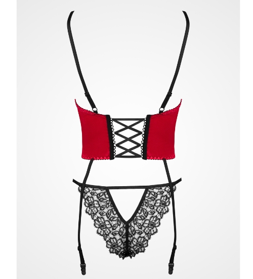 Corset Olena roșu cu flori brodate