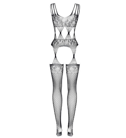 Bodystocking negru cu pânze de păianjen