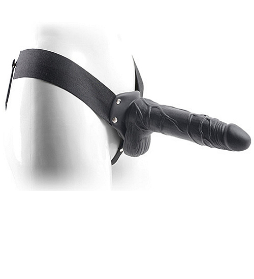 Proteză de penis neagră cu testicule - Real Rapture - 20.5cm