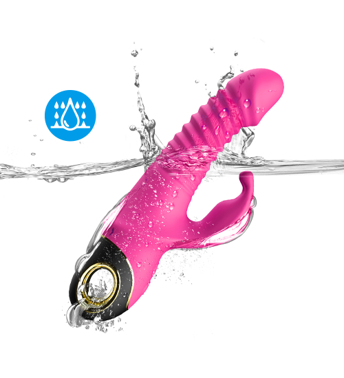 Vibrator iepuraș roz - cu nervuri