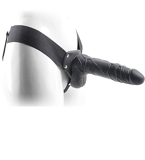 Proteză de penis neagră cu vibrații - Real Rapture - 16.8cm