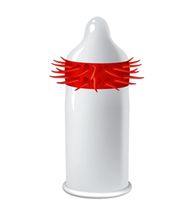 Capac pentru penis cu vârfuri Egzo Hot Red