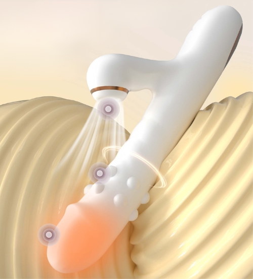 Vibrator alb cu rotație și limbă