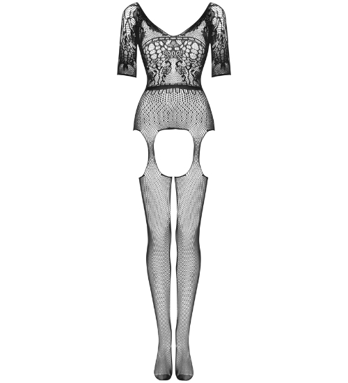 Bodystocking negru cu decolteu adânc