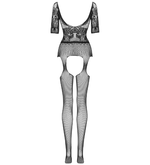 Bodystocking negru cu decolteu adânc