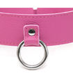 Choker din piele roz cu suport pentru lanyard