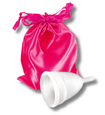 Cupa menstruală albă S cu pungă