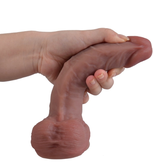 Dildo din silicon de culoare carne cu ventuză