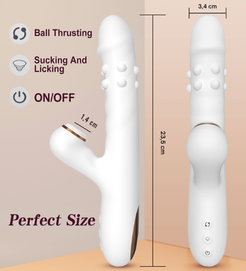 Vibrator alb cu rotație și limbă