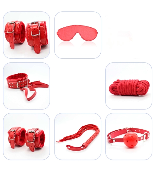 Set BDSM roșu din 8 piese