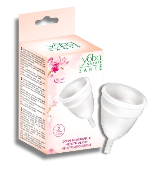 Cupa menstruală albă S cu pungă
