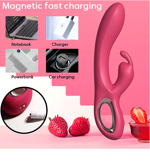Vibrator USB rezistent la apă cu suliță clitoridiană
