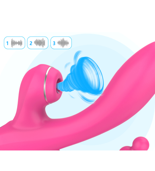 Vibrator multifuncțional roz cu margele anale