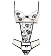 Body bej cu flori brodate