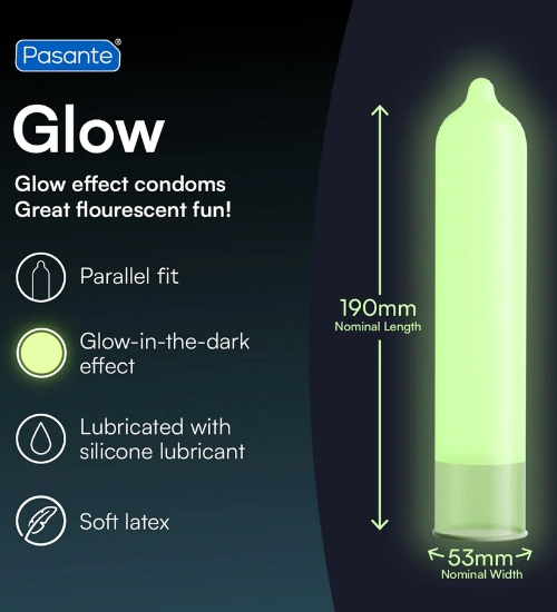 Pasante Glow 3pc prezervative care strălucesc în întuneric.