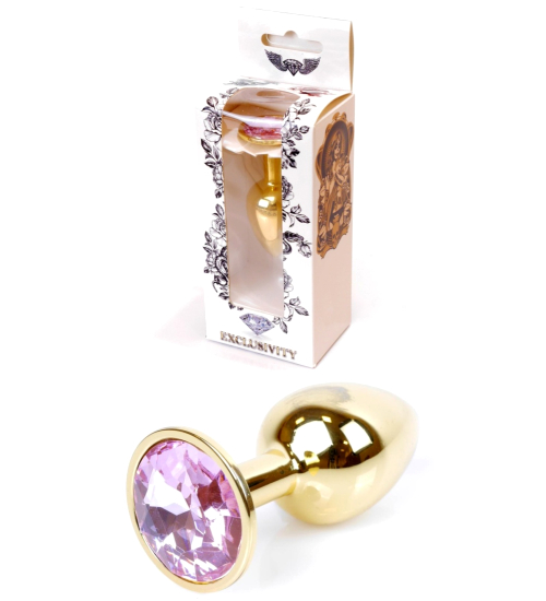 Plug anal auriu cu cristal roz